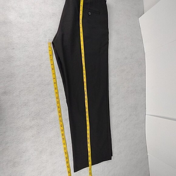 Haggar Stria Classic Fit Flat Front Hidden Expandable Waist  Black Slacks 38X30 - Picture 7 of 11